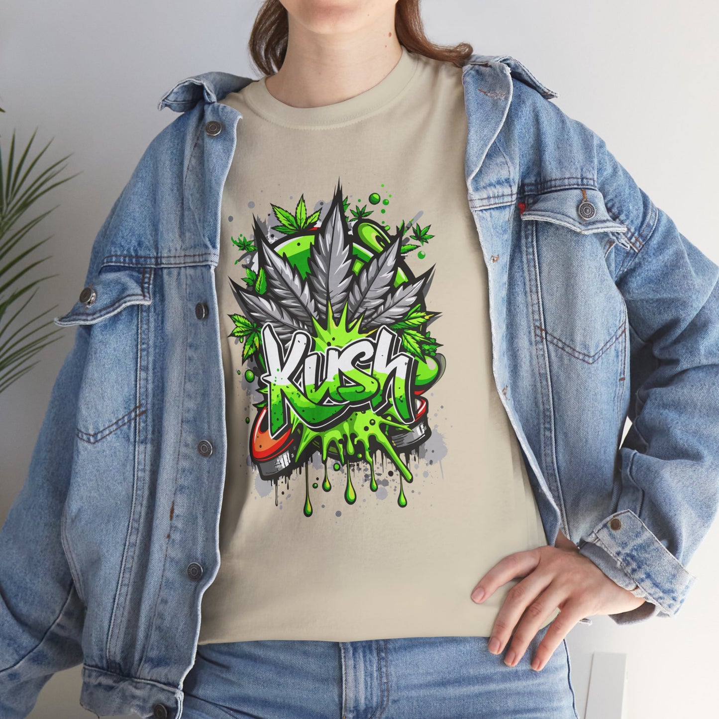 Kush Graffiti T-Shirt — Green Cannabis Leaf Street Art Tee