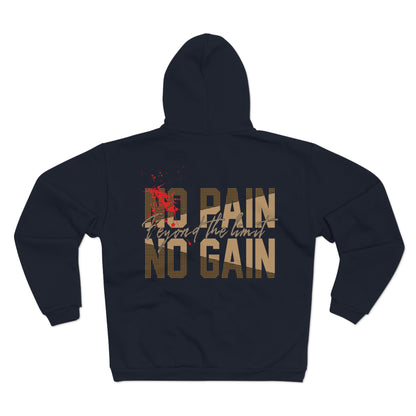 Motivational Unisex Hooded Zip Sweatshirt- "No Pain No Gain"