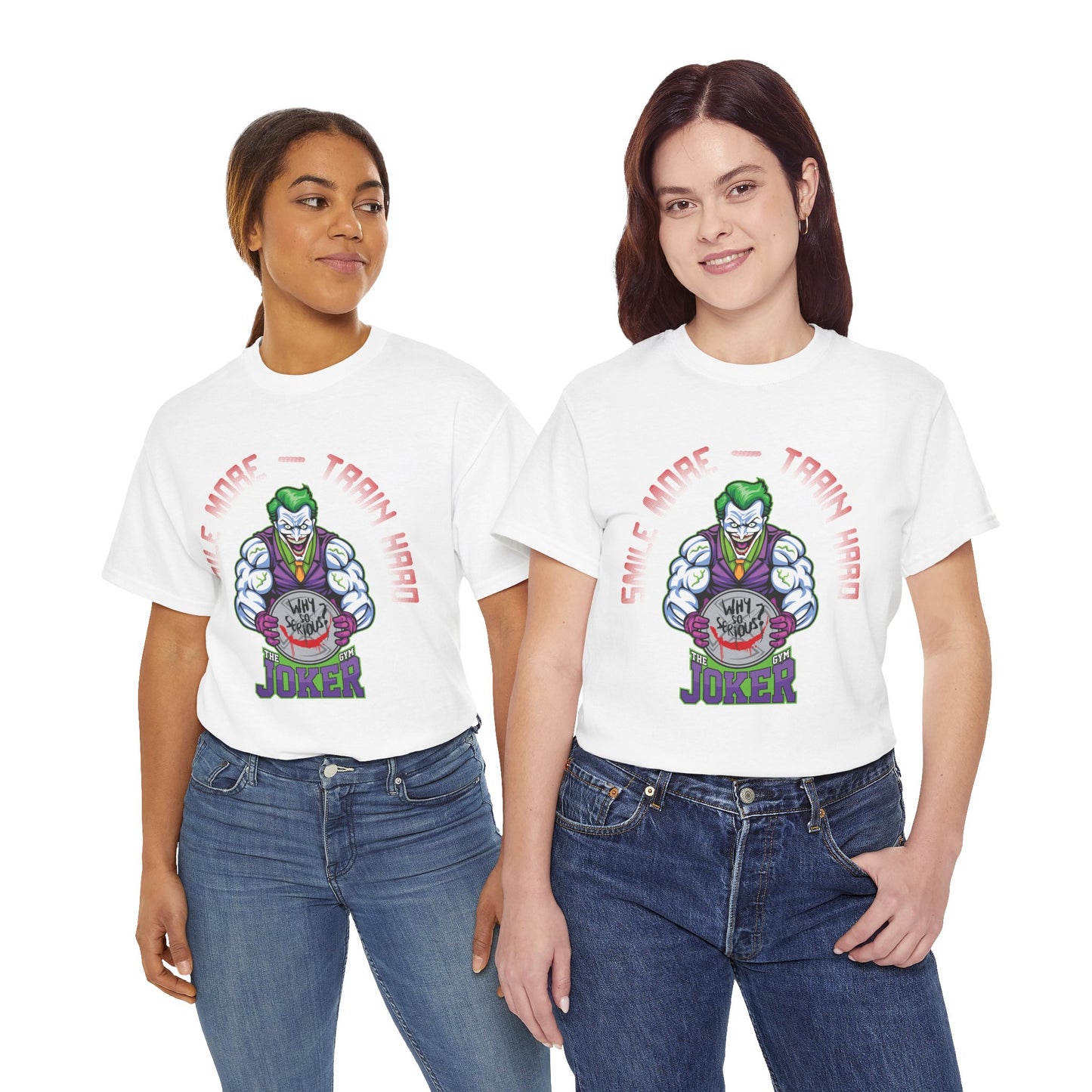 Joker Graphic Unisex Heavy Cotton Tee - "Smile More, Train Hard" White
