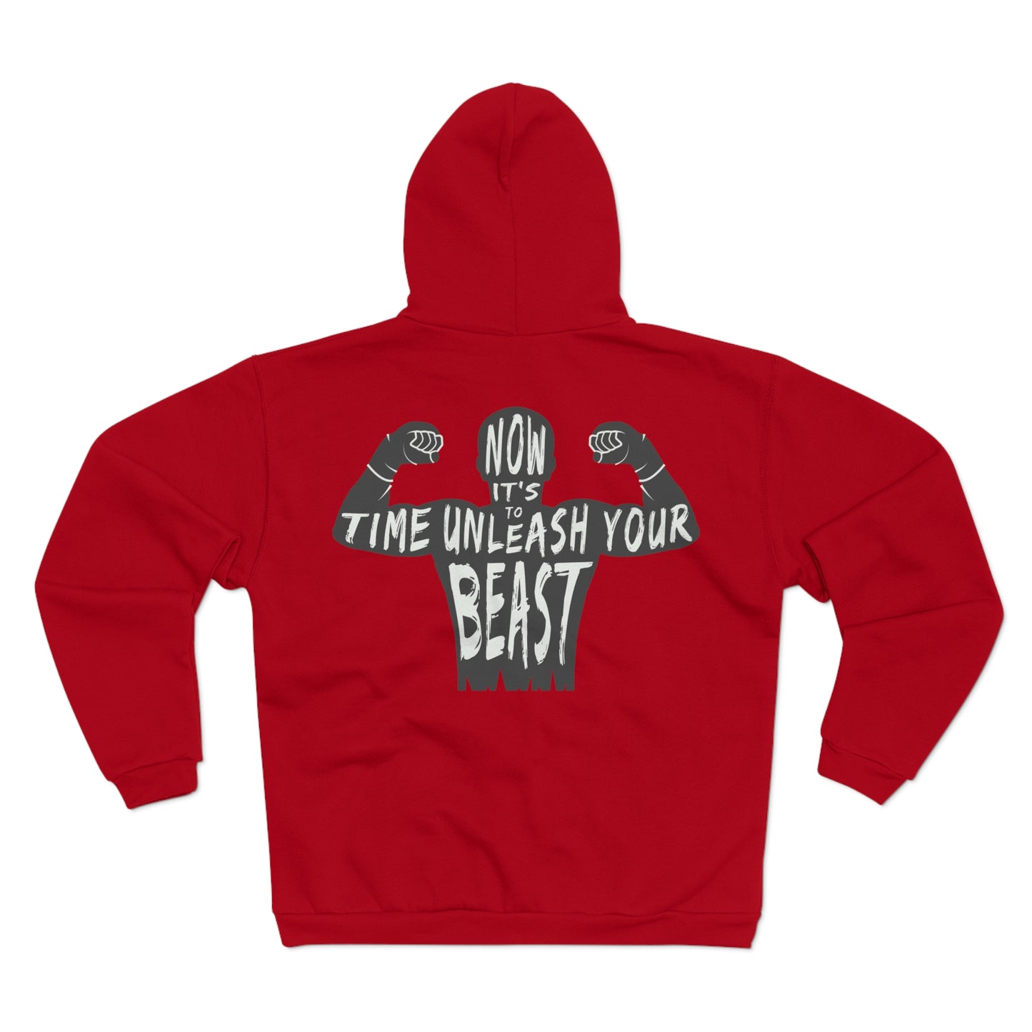 Unisex Hooded Zip Sweatshirt - "Unleash Your Beast" Motivational Hoodie