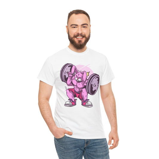 Funny Lifting Pig Unisex Heavy Cotton Tee - Gym Humor Shirt
