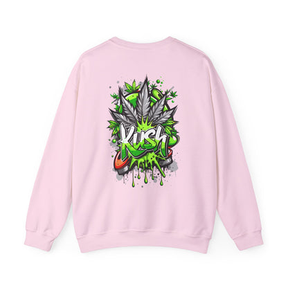 Kush Graffiti Sweatshirt — Green Cannabis Leaf Street Art