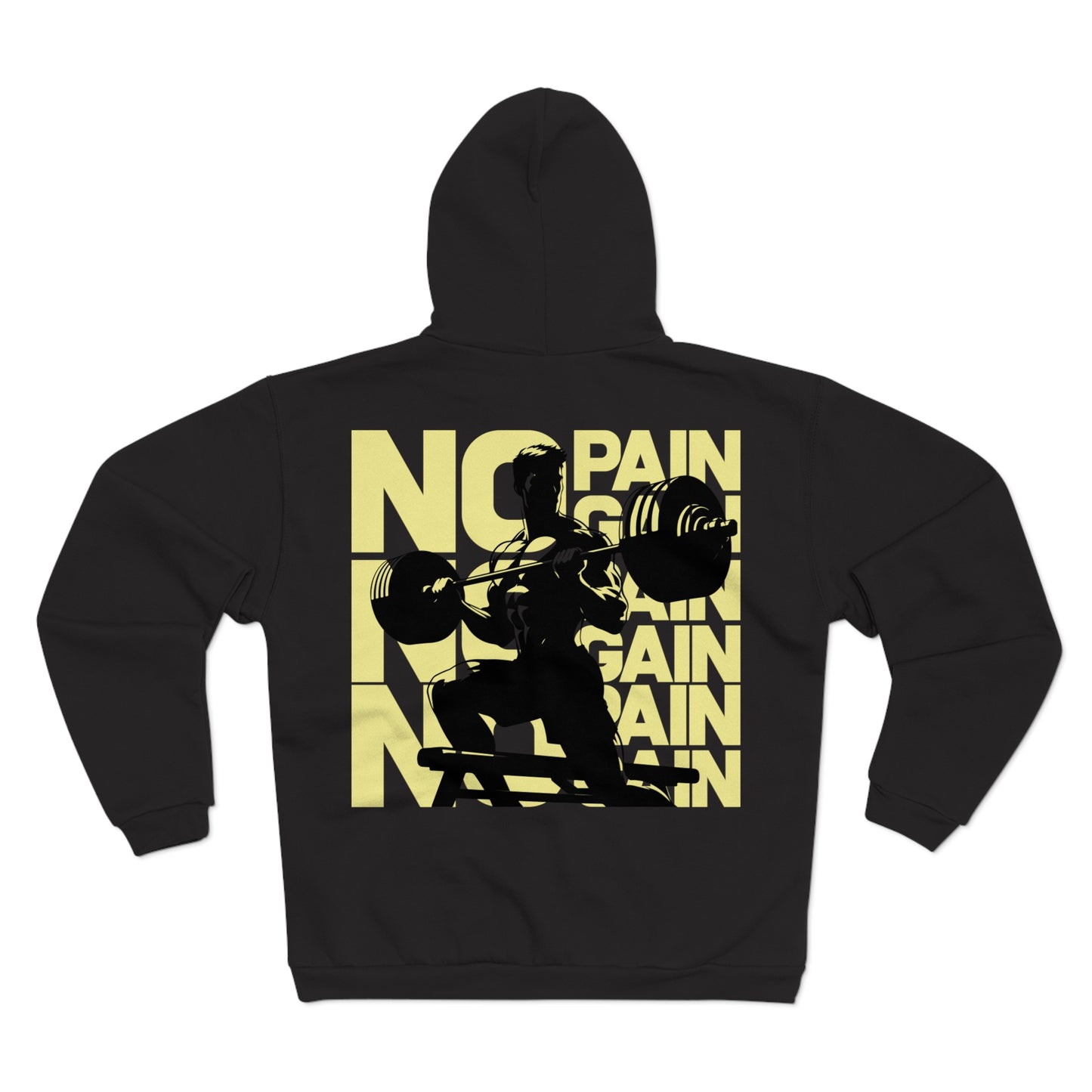 Motivational Gym Zip Hoodie - 'No Pain No Gain' - Unisex Fitness Sweatshirt