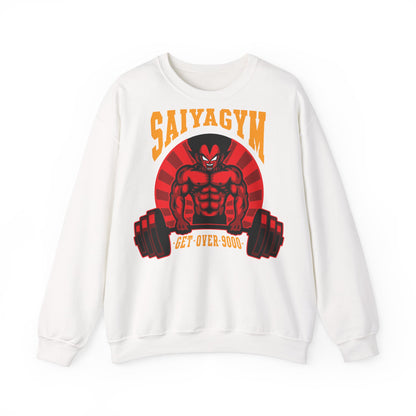 SaiyaGym Unisex Heavy Blend™ Crewneck Sweatshirt - Get Over 9000 Fitness Apparel White