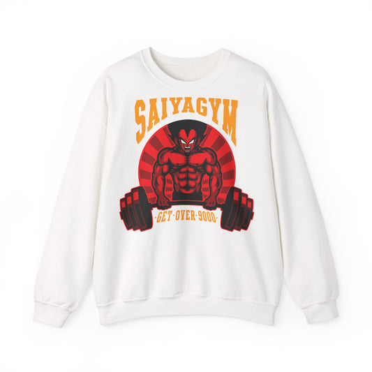 SaiyaGym Unisex Heavy Blend™ Crewneck Sweatshirt - Get Over 9000 Fitness Apparel White