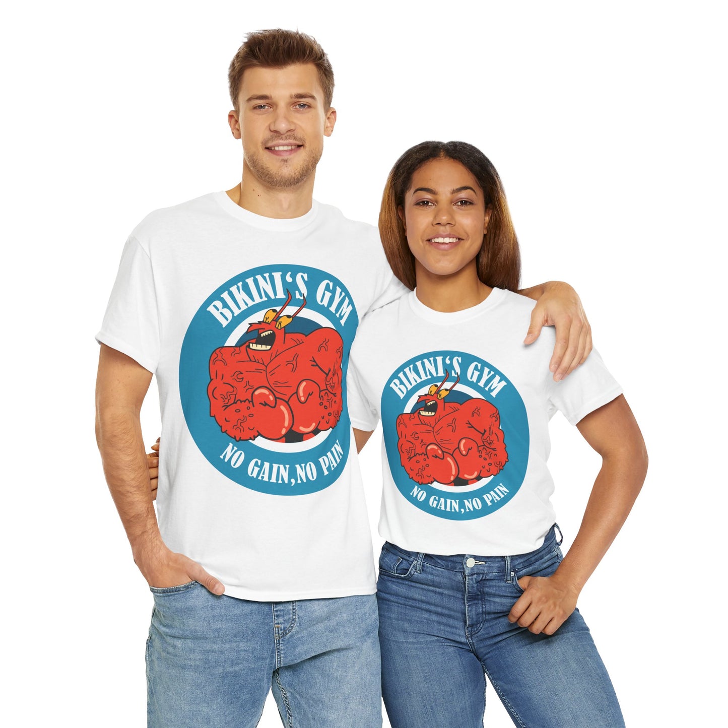 Mr Crab No Pain No Gain White Unisex Heavy Cotton Tee
