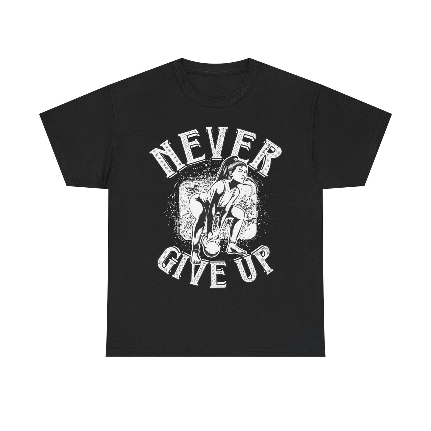 Motivational Unisex Heavy Cotton Tee - 'Never Give Up'