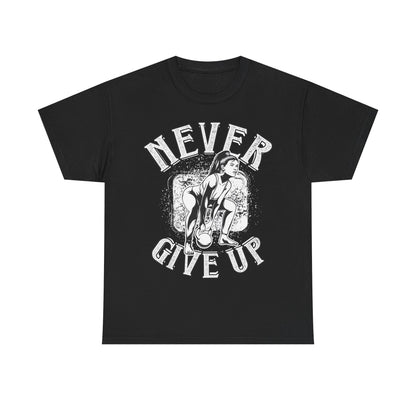 Motivational Unisex Heavy Cotton Tee - 'Never Give Up'