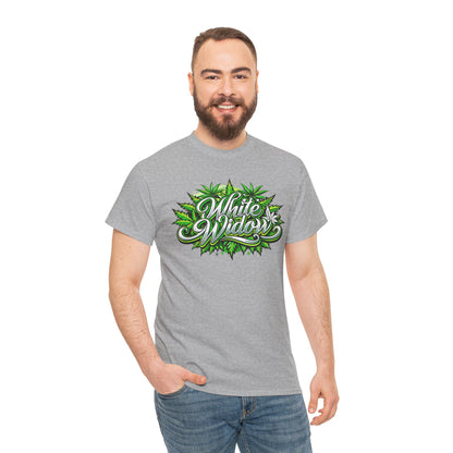 White Widow Graphic Tee — Cannabis Leaf Logo T-Shirt