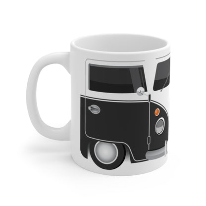 Vintage VW Bus Ceramic Coffee Mug - 11oz & 15oz - Perfect for Auto Enthusiasts Black
