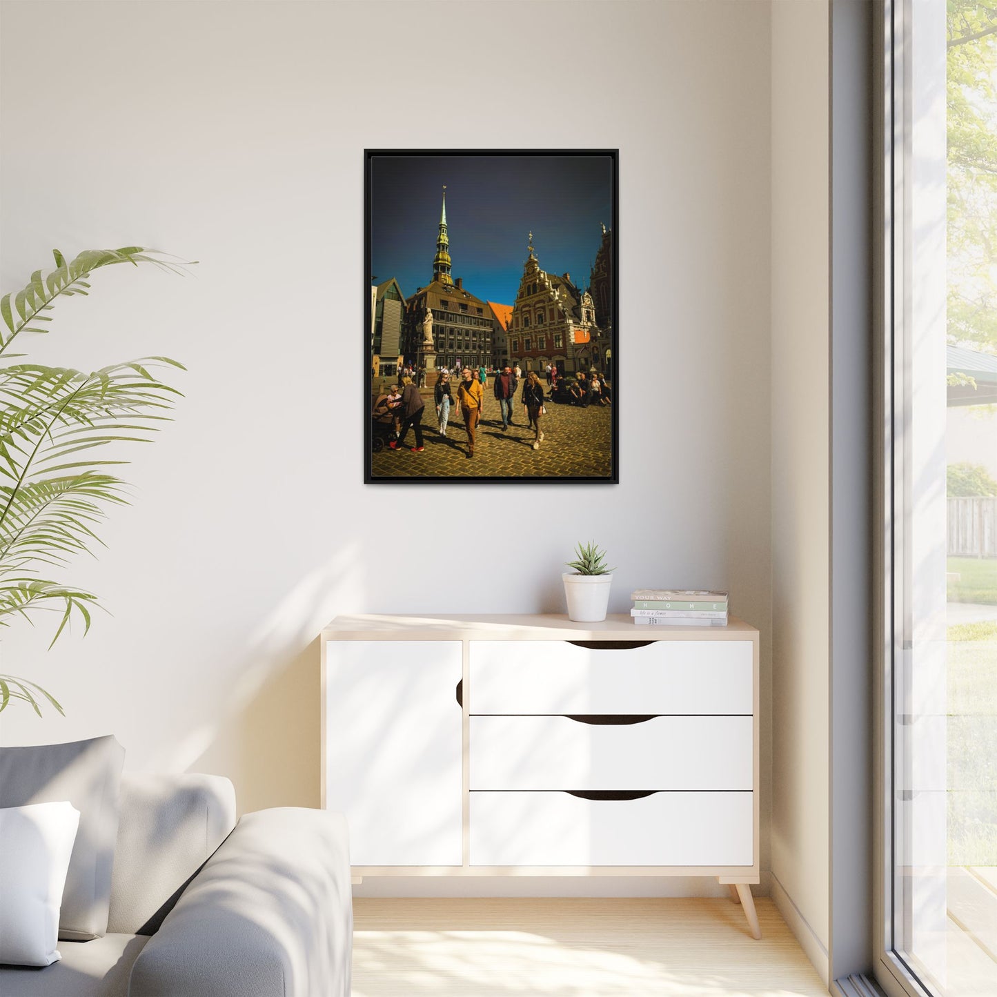 Riga Old Town Matte Canvas, Framed (Multi-color)
