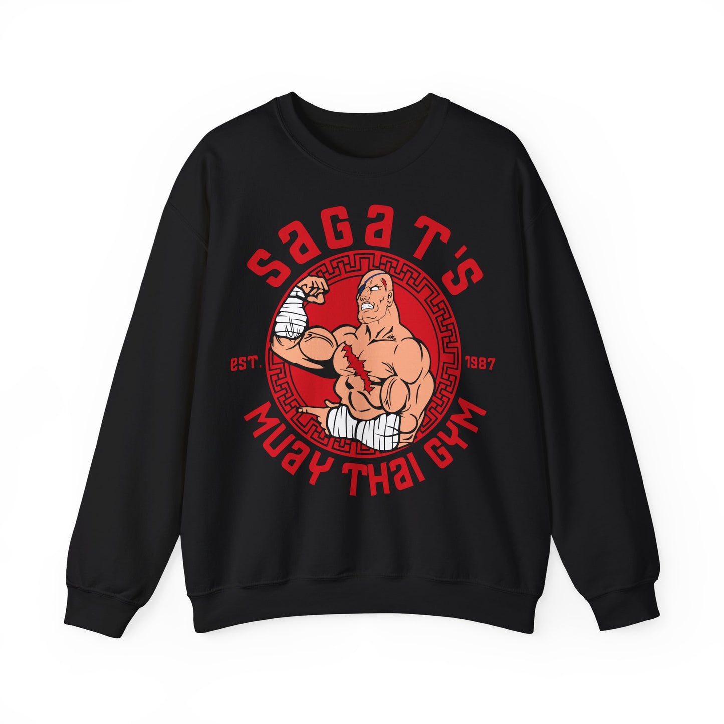 Sagat's Muay Thai Gym Unisex Heavy Blend™ Crewneck Sweatshirt - Athletic Style for Fitness Enthusiasts Black
