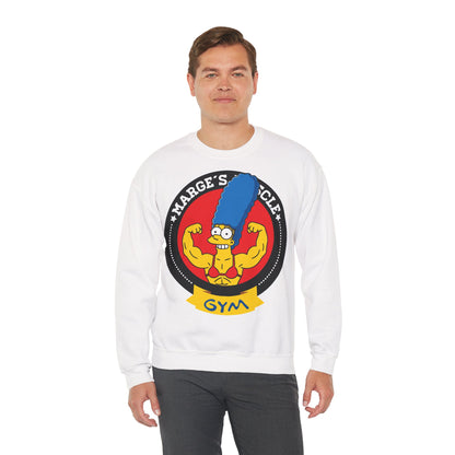 Marge's Muscle Gym Unisex Heavy Blend™ Crewneck Sweatshirt - Funny Sweatshirt for Fitness Enthusiasts White