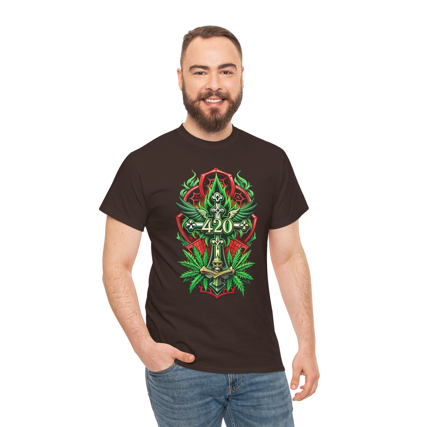 420 Cannabis Shield T-Shirt – Marijuana Leaf Stoner Graphic Tee