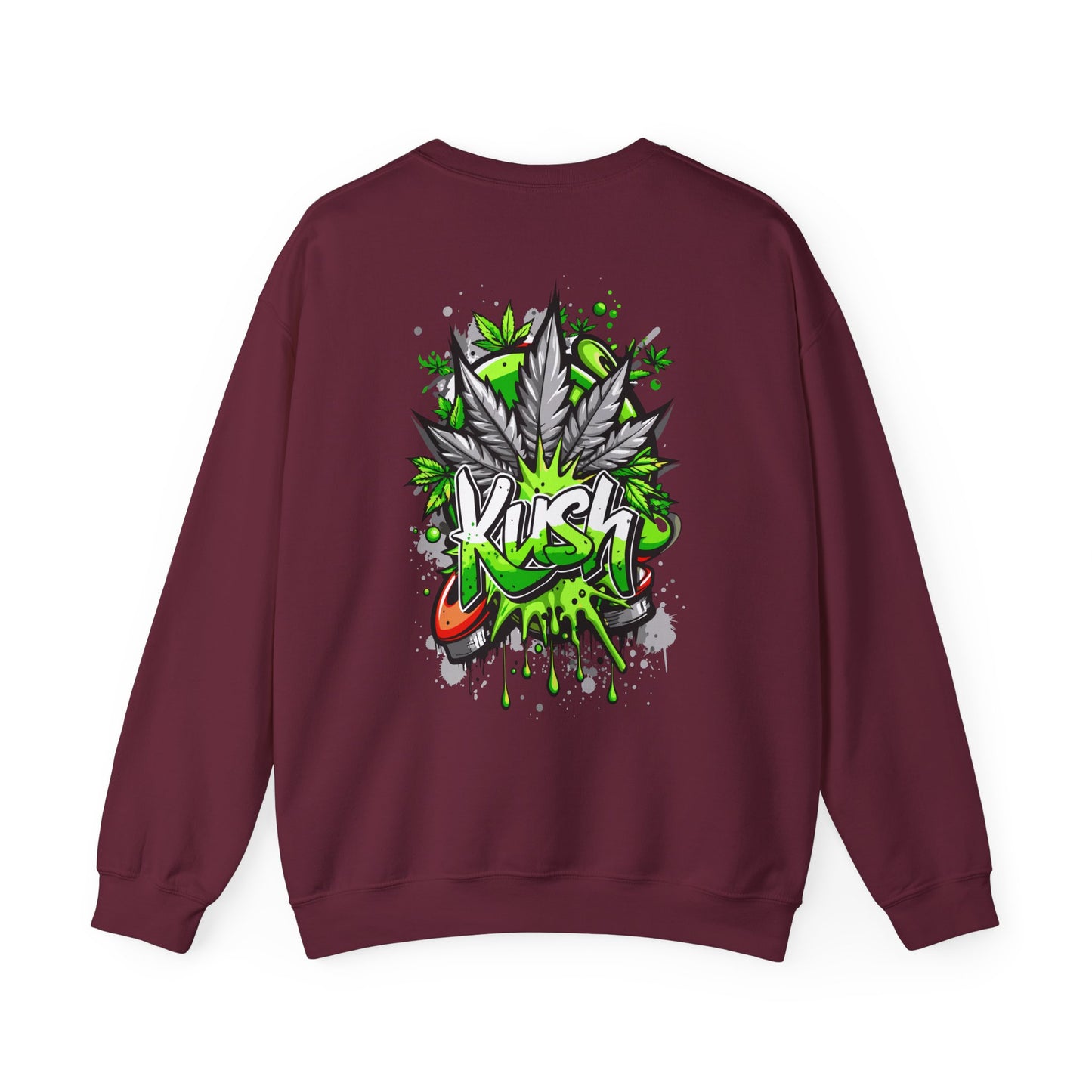 Kush Graffiti Sweatshirt — Green Cannabis Leaf Street Art