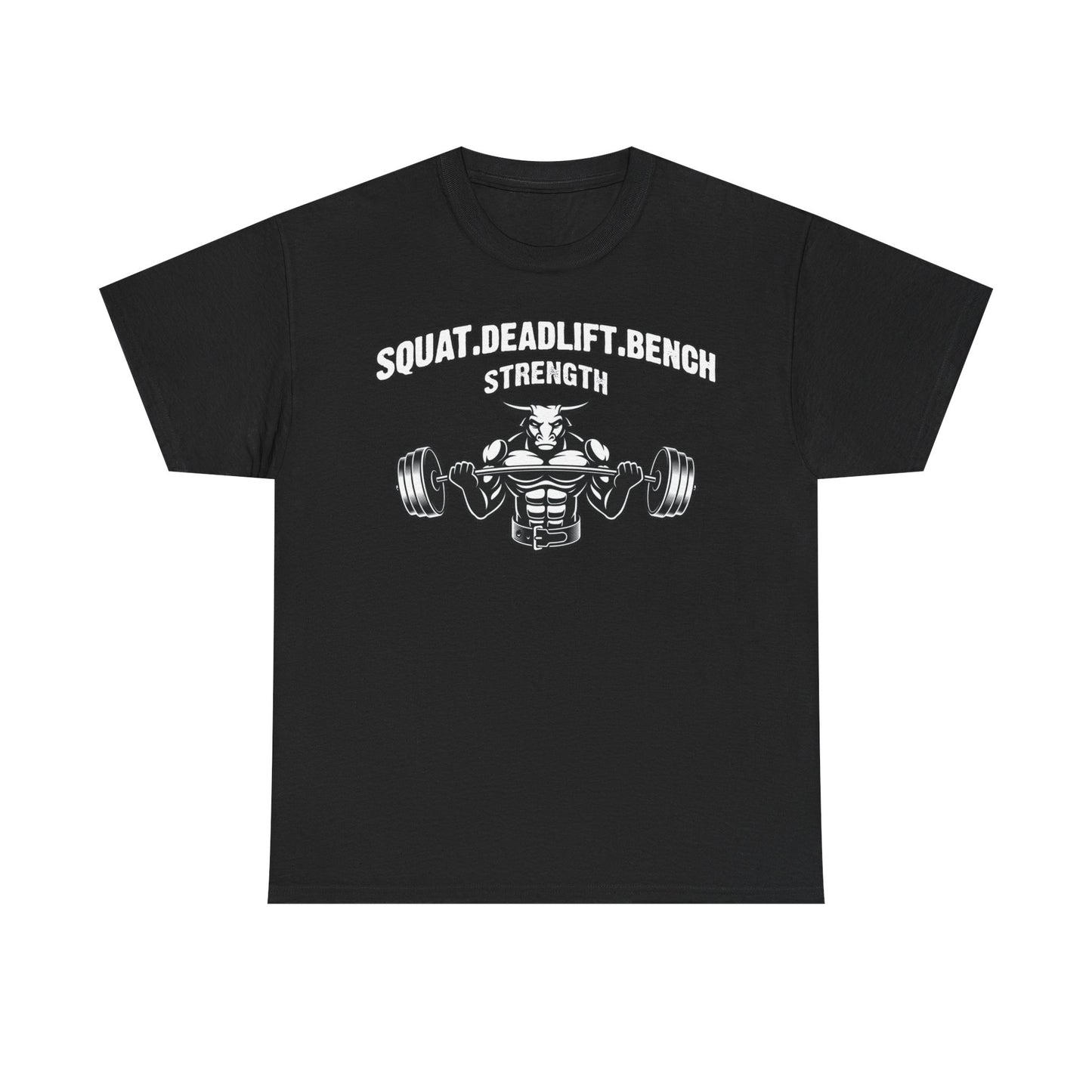 Strength Training Unisex Heavy Cotton Tee - Squat, Deadlift, Bench Design