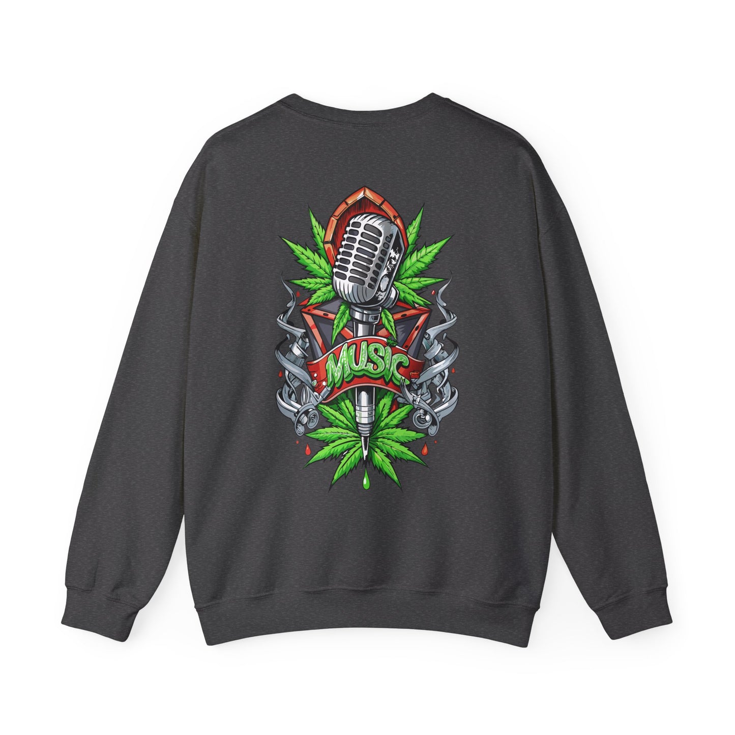 Music Microphone — Retro Mic & Leaf Graphic Sweatshirt