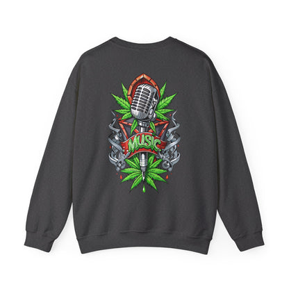 Music Microphone — Retro Mic & Leaf Graphic Sweatshirt