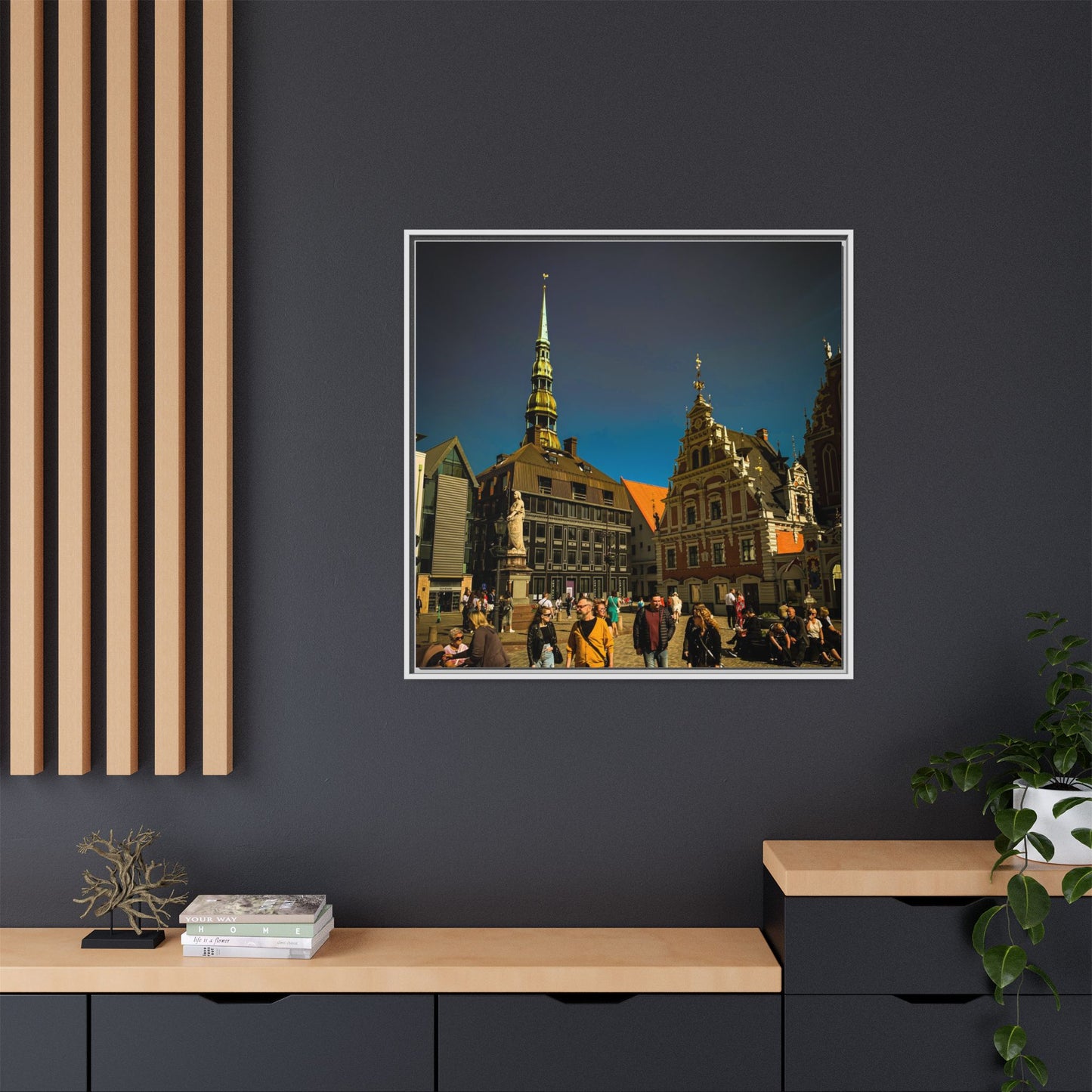 Riga Old Town Matte Canvas, Framed (Multi-color)