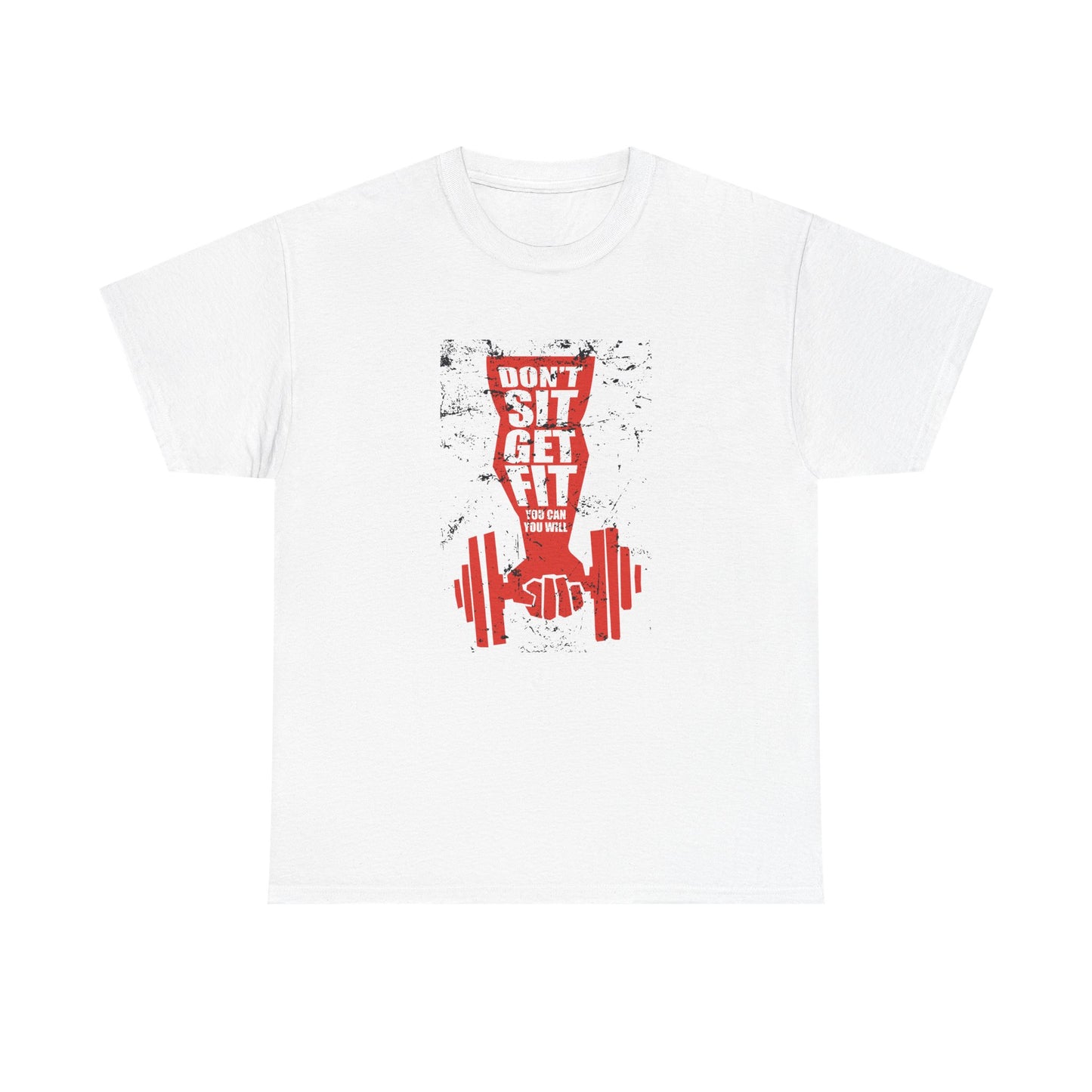 Motivational Workout Tee - "Don't Sit, Get Fit!" Fitness T-Shirt