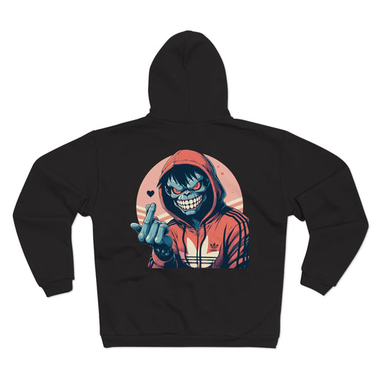 Edgy Graphic Hoodie for Casual Wear - Unisex Hooded Zip Sweatshirt