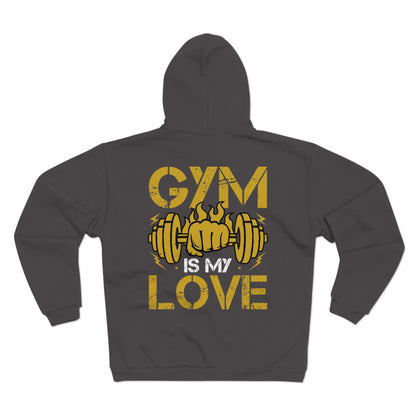 Gym Love Unisex Hooded Zip Sweatshirt - Perfect for Fitness Enthusiasts