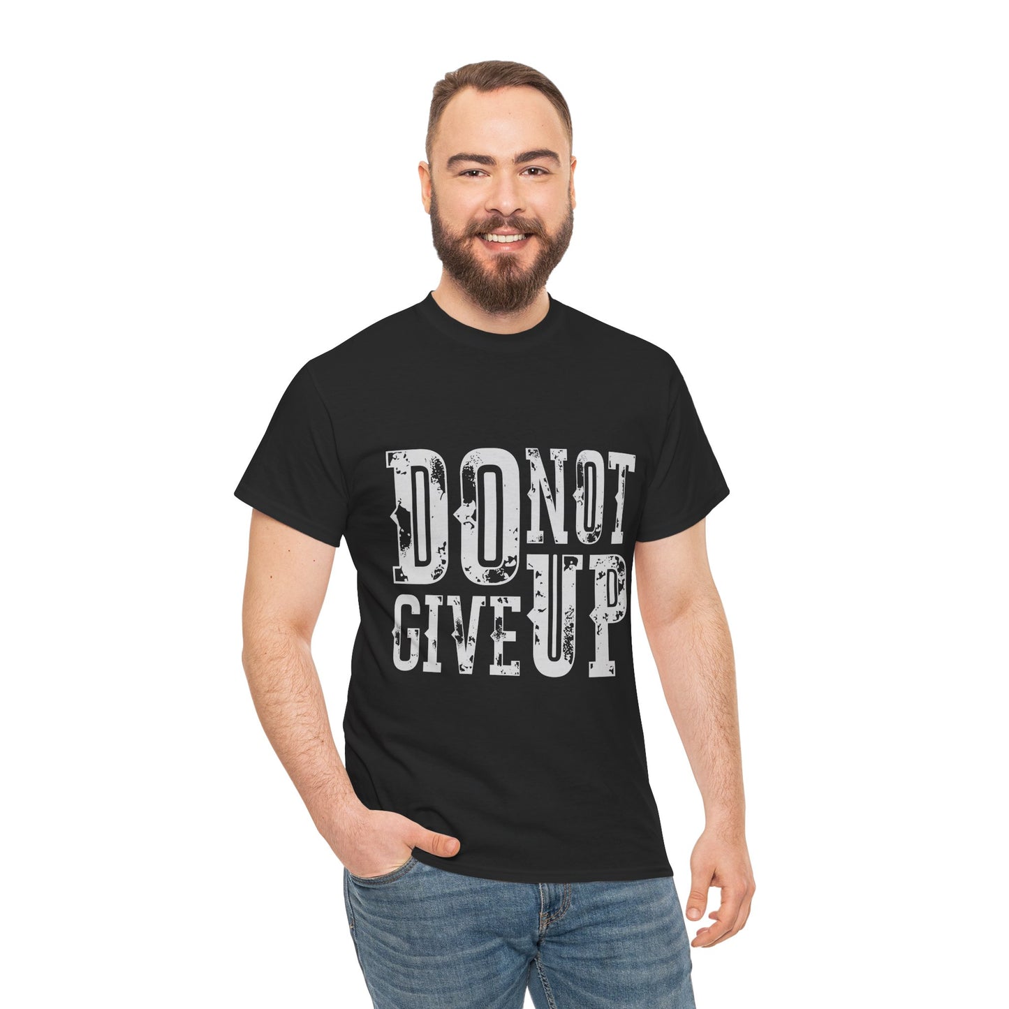 Inspirational Unisex Heavy Cotton Tee - 'Do Not Give Up'