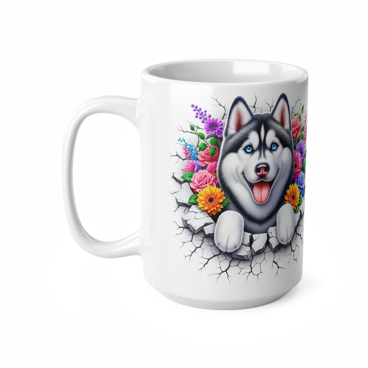 Husky Floral Ceramic Coffee Mug - 11oz & 15oz