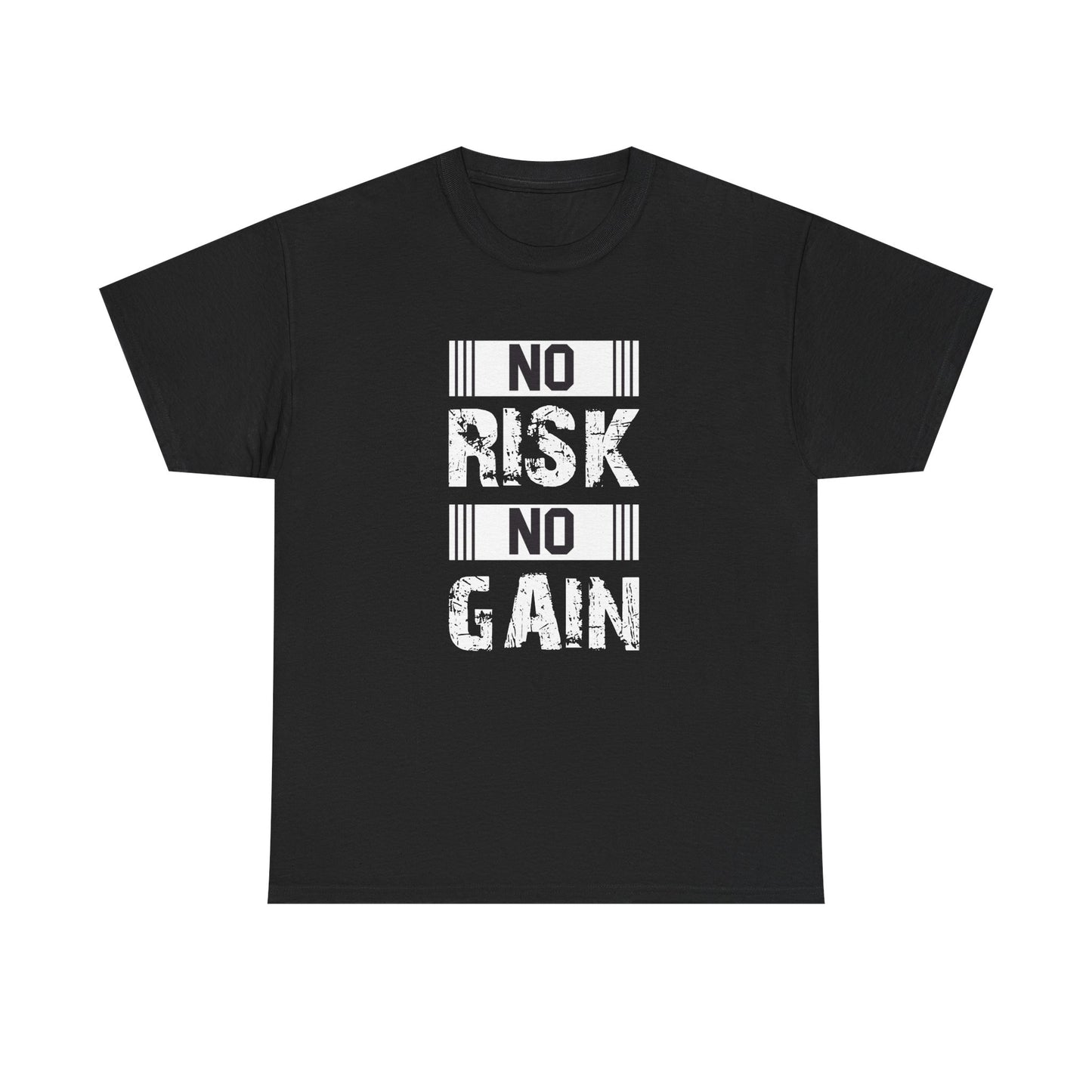 Motivational Fitness Tee - No Risk No Gain Unisex Heavy Cotton T-Shirt