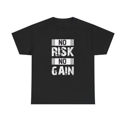 Motivational Fitness Tee - No Risk No Gain Unisex Heavy Cotton T-Shirt
