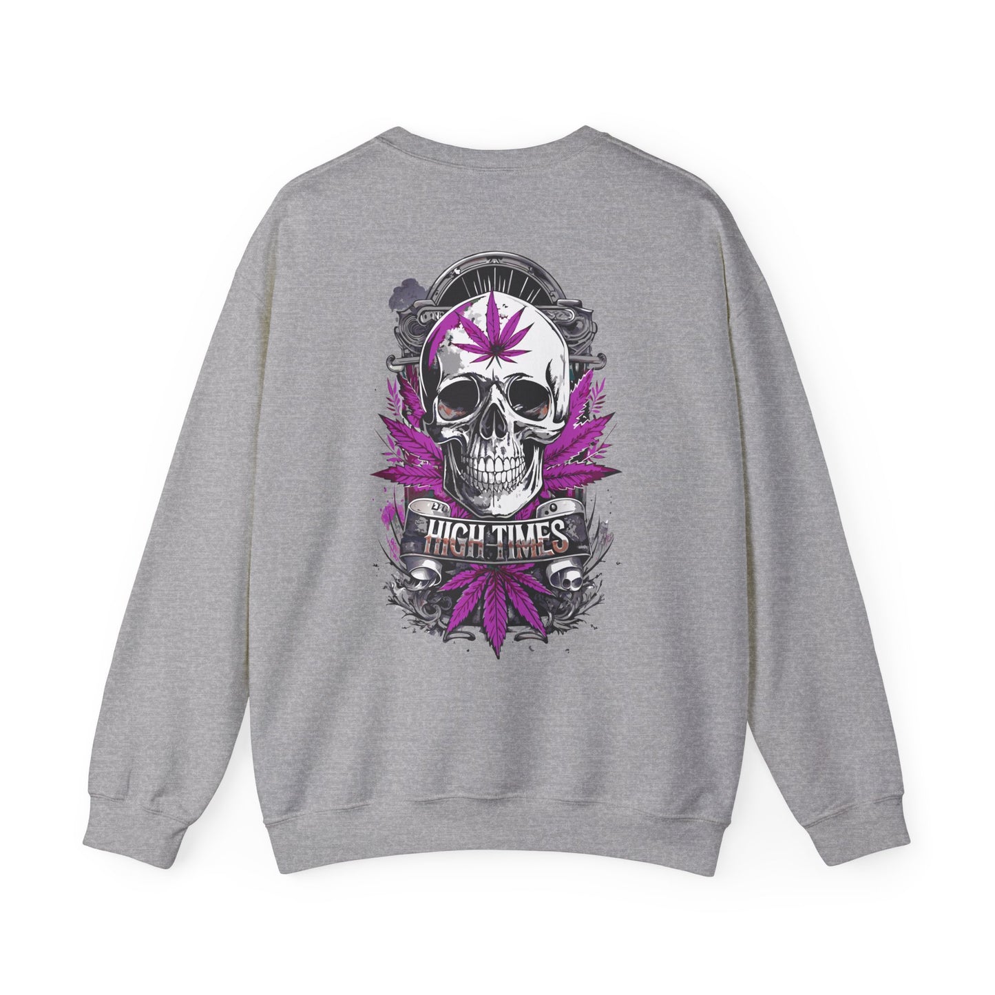 Skull & Purple Cannabis Leaf- "High Times" Graphic Sweatshirt