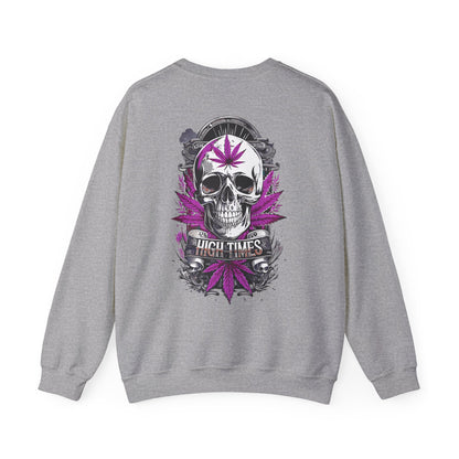 Skull & Purple Cannabis Leaf- "High Times" Graphic Sweatshirt