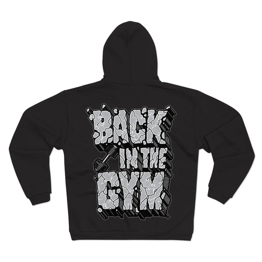 Back in the Gym Unisex Hooded Zip Sweatshirt - Casual Fitness Wear for Workout Enthusiasts
