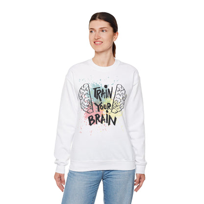 Train Your Brain Unisex Crewneck Sweatshirt - Motivational Apparel for Students & Mindfulness