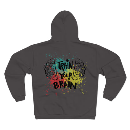 Motivational Unisex Hooded Zip Sweatshirt - "Train Your Brain"