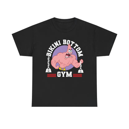 Bikini Bottom Gym Patrick Black Unisex Heavy Cotton Tee