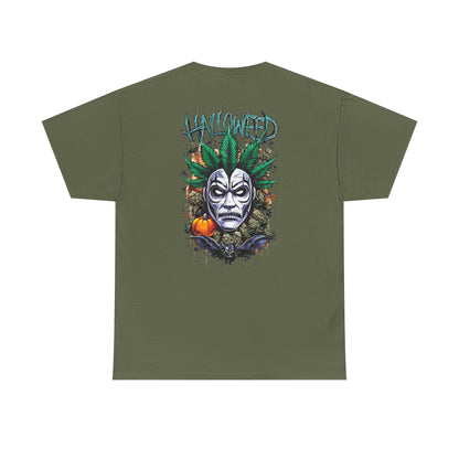 Hallowed Harvest Tee — Halloween Mask & Pumpkin Graphic T-Shirt
