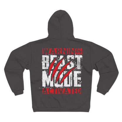 Beast Mode Activated Unisex Hooded Zip Sweatshirt - Sporty & Motivational Hoodie