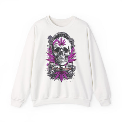 Skull & Purple Cannabis Leaf- "High Times" Graphic Sweatshirt
