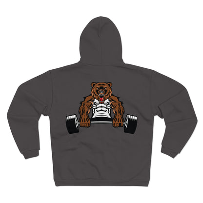 Motivational Bear Weightlifting Unisex Hooded Zip Sweatshirt