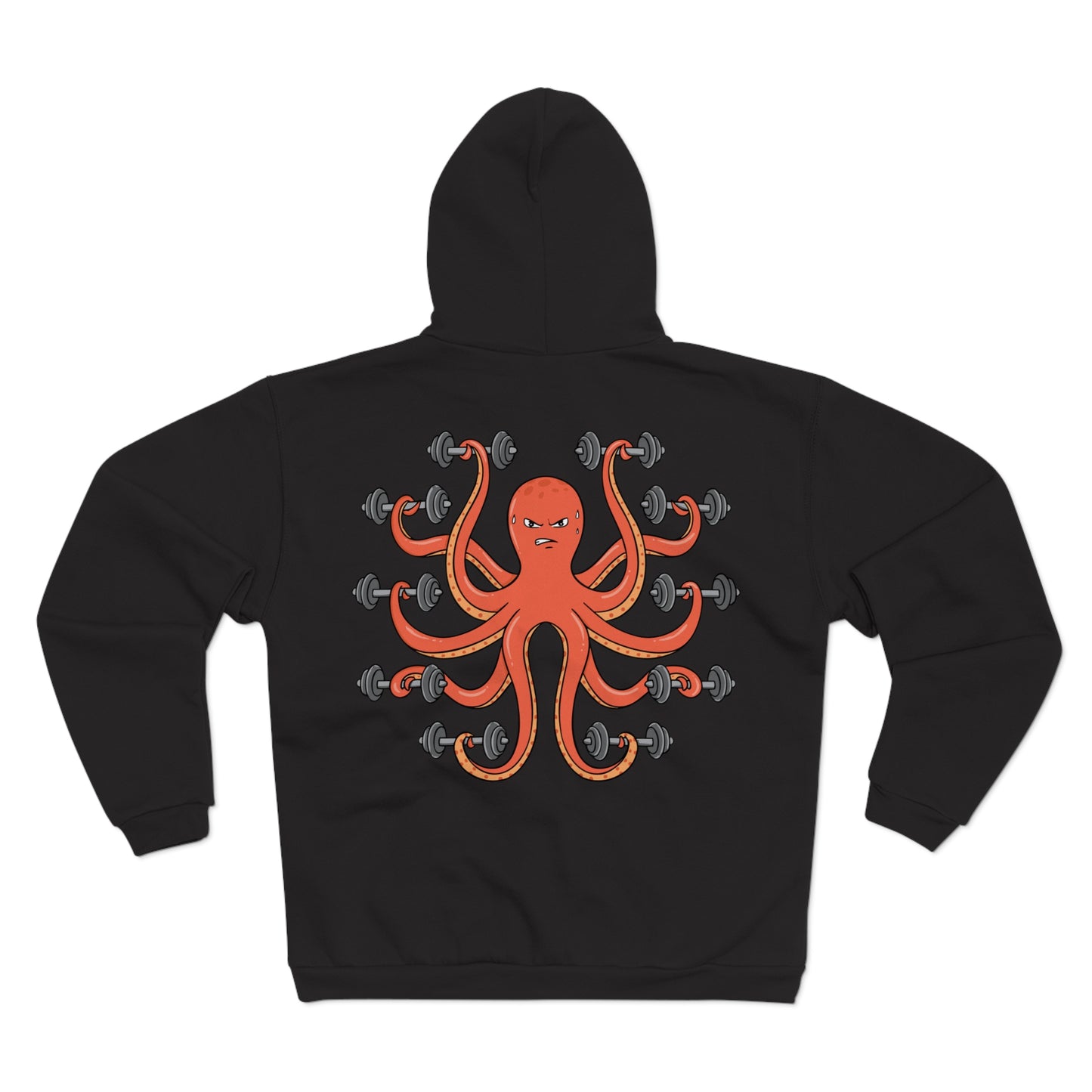 Muscle Octopus Unisex Hooded Zip Sweatshirt - Fun Workout Hoodie for Fitness Enthusiasts