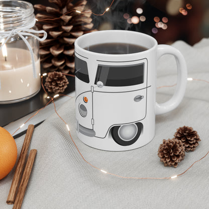 Vintage VW Bus Ceramic Coffee Mug - 11oz & 15oz - Perfect for Auto Enthusiasts White