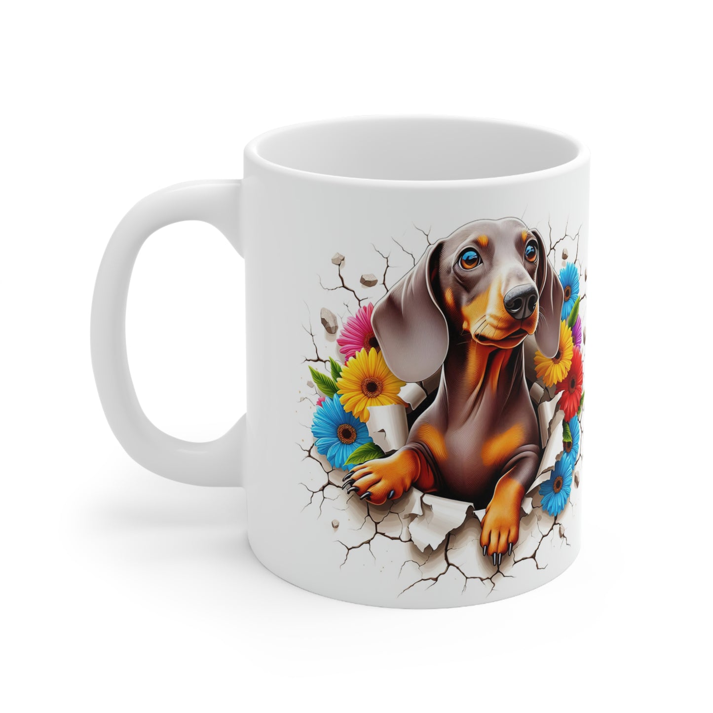 Dachshund Floral Design Coffee Mug - 11oz & 15oz