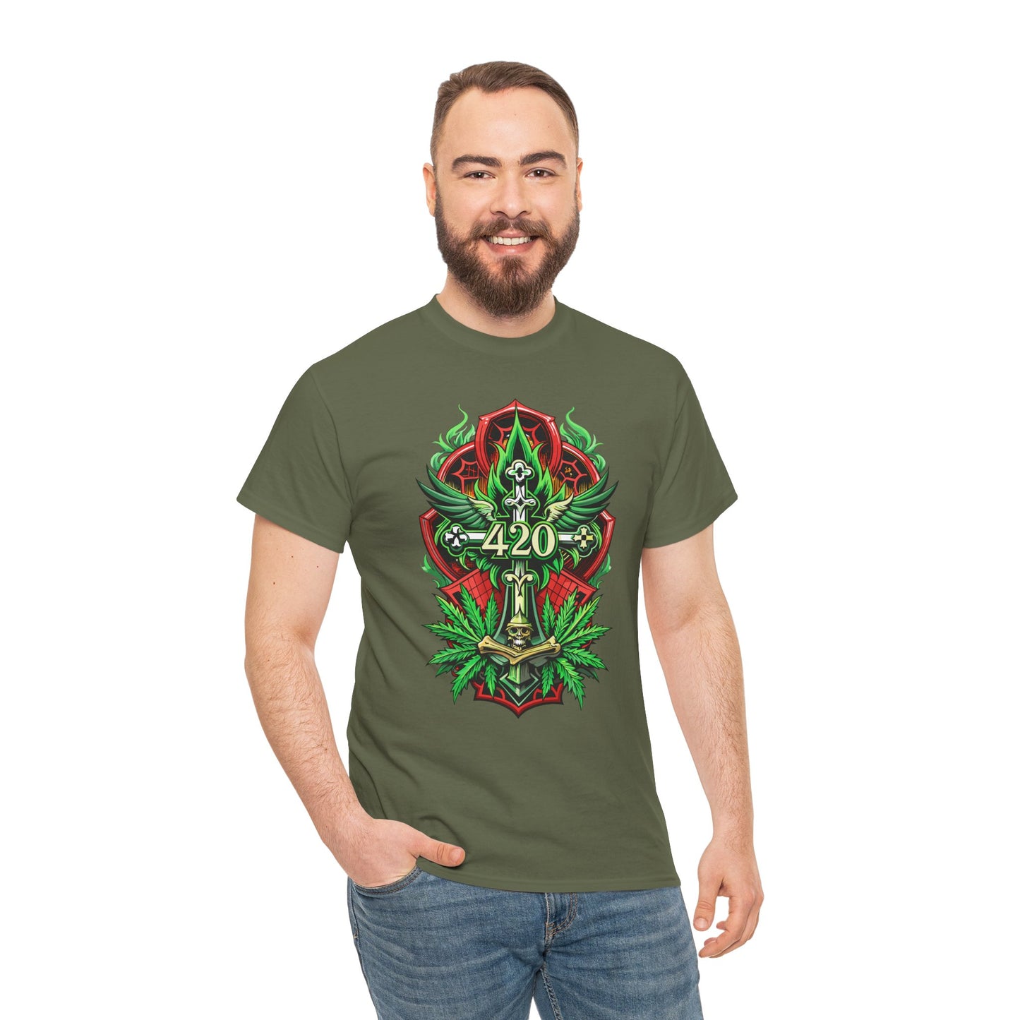 420 Cannabis Shield T-Shirt – Marijuana Leaf Stoner Graphic Tee
