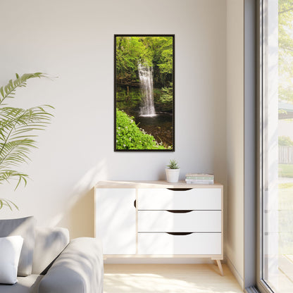Glacer Waterfall Matte Canvas, Framed (Multi-color)