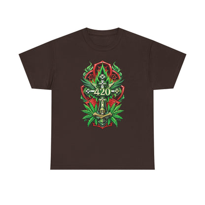 420 Cannabis Shield T-Shirt – Marijuana Leaf Stoner Graphic Tee