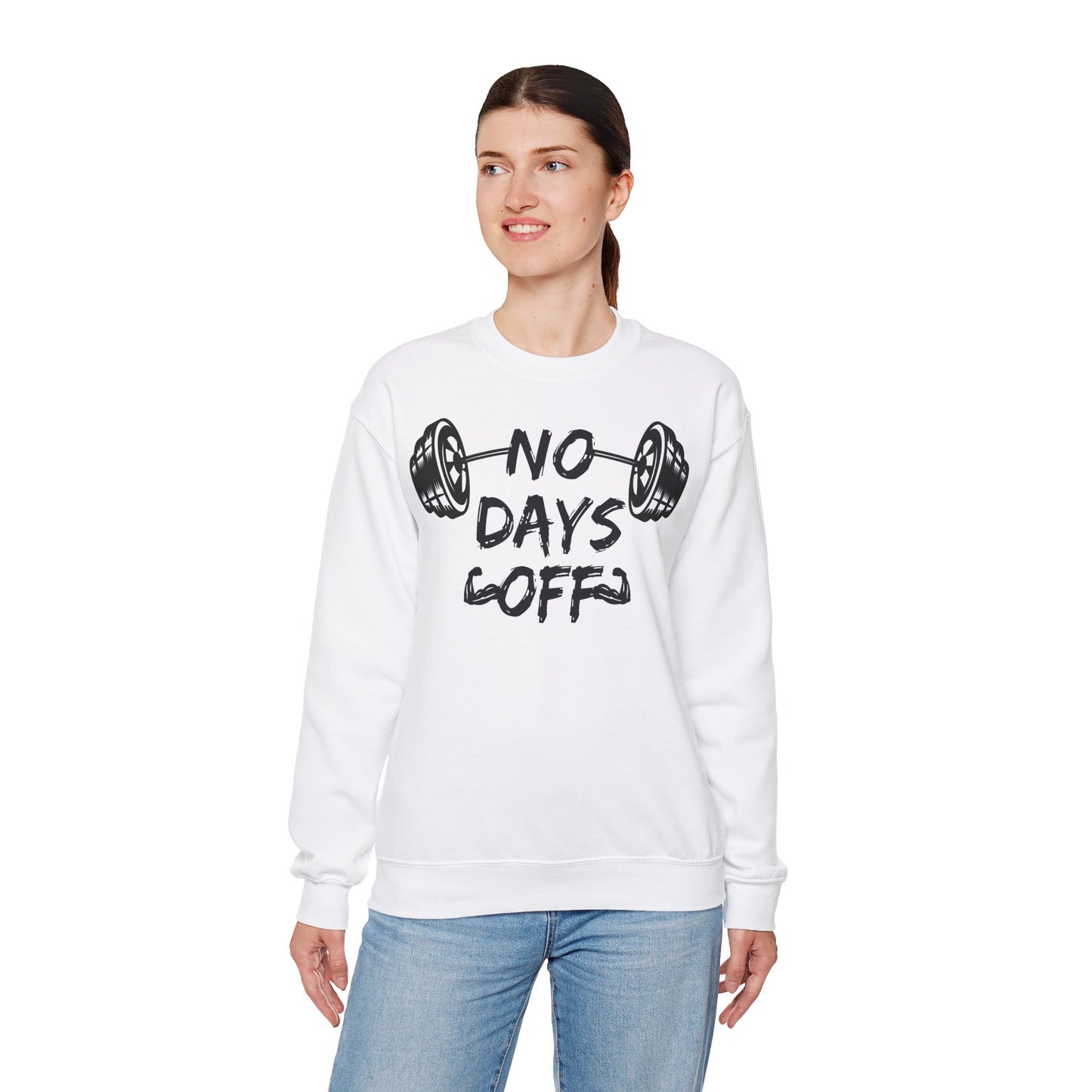 No Days Off  Unisex Heavy Blend™ Crewneck Sweatshirt - Motivational Gym Shirt for Fitness Enthusiasts