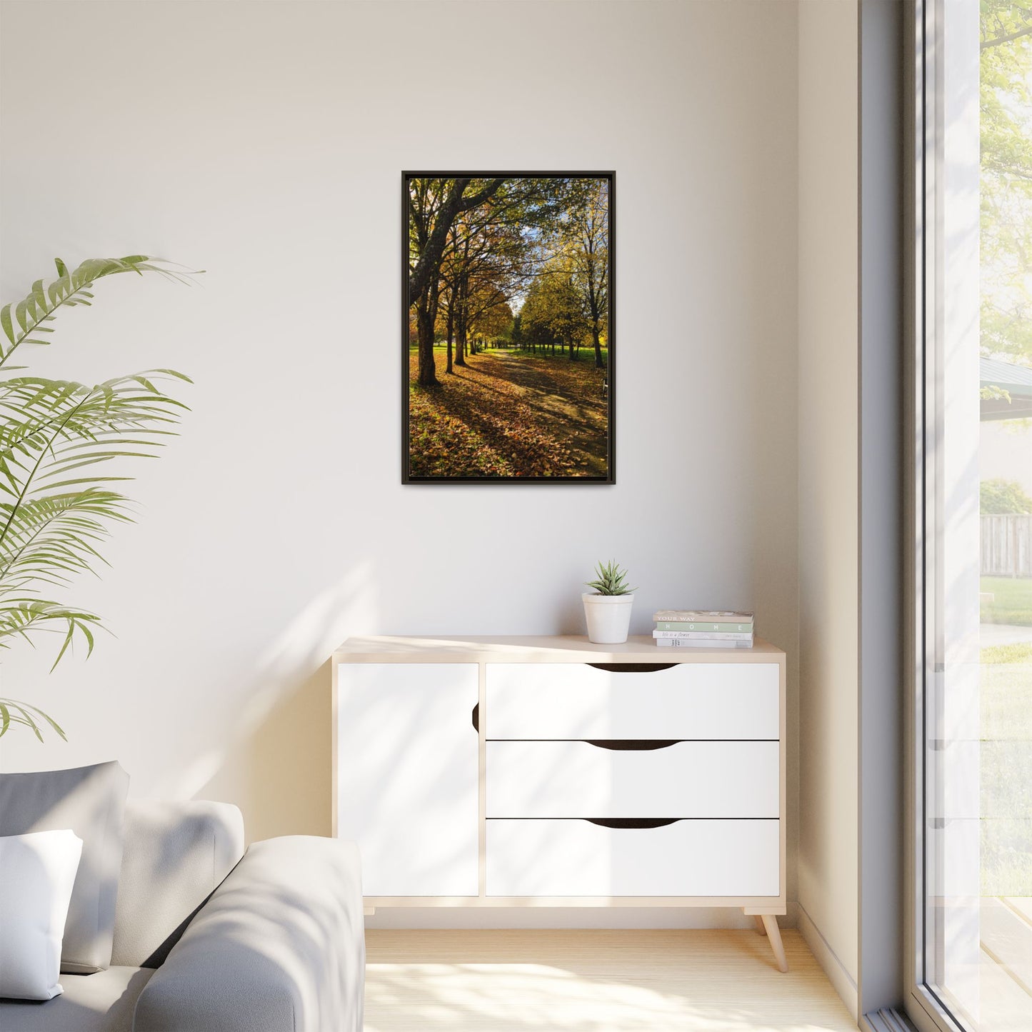 Listowel town Park Autumn Matte Canvas, Framed (Multi-color)