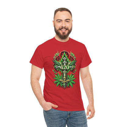 420 Cannabis Shield T-Shirt – Marijuana Leaf Stoner Graphic Tee