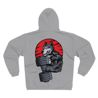 Gym Wolf Unisex Hooded Zip Sweatshirt - Bold Fitness Graphic Hoodie